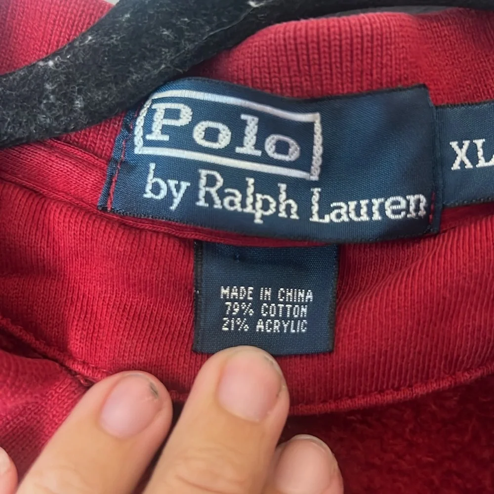 Polo‎ Ralph Lauren Men's Deep Red Polo Collar Sweatshirt Shirt Size XLarge